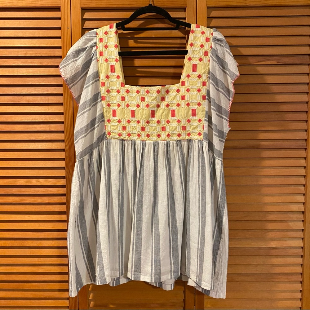 Anthropologie Forever That Girl Basel Embroidered Tunic Top US Size 12/ UK 16